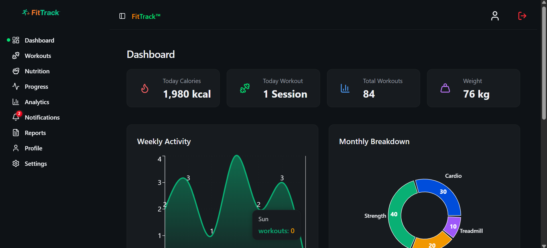 FitTrack App interface preview